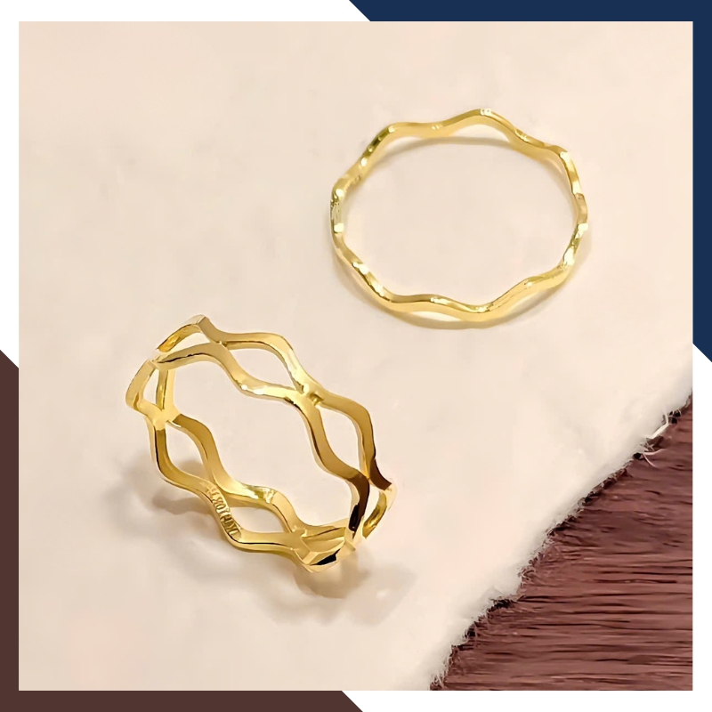 Nhẫn Vàng Tây Nữ 10K Kiểu Gợn Sóng Thanh Mảnh NVN339 – Đơn Giản, Phù Hợp Layering