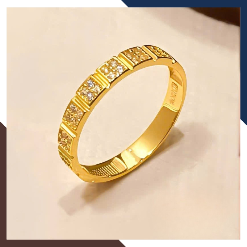 Nhẫn Vàng Tây Nữ 10k 3.6 Phân Mã NVN282 – Thiết Kế Ô Vuông Đính Đá Tinh Xảo