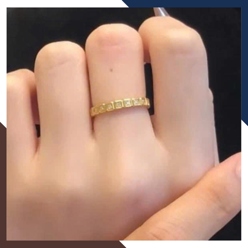 Nhẫn Vàng Tây Nữ 10k 3.6 Phân Mã NVN282 – Thiết Kế Ô Vuông Đính Đá Tinh Xảo