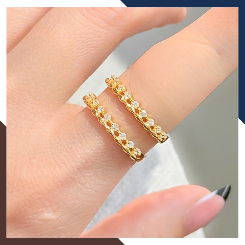 Nhẫn Vàng Tây Nữ 10K NVN346 – BST Nhẫn Mảnh, Layering Đa Phong Cách