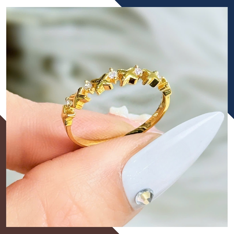 Nhẫn Vàng Tây Nữ 10K NVN352 – BST Nhẫn Bản Mỏng, Đeo Layering Đẹp