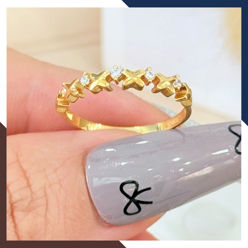 Nhẫn Vàng Tây Nữ 10K NVN352 – BST Nhẫn Bản Mỏng, Đeo Layering Đẹp