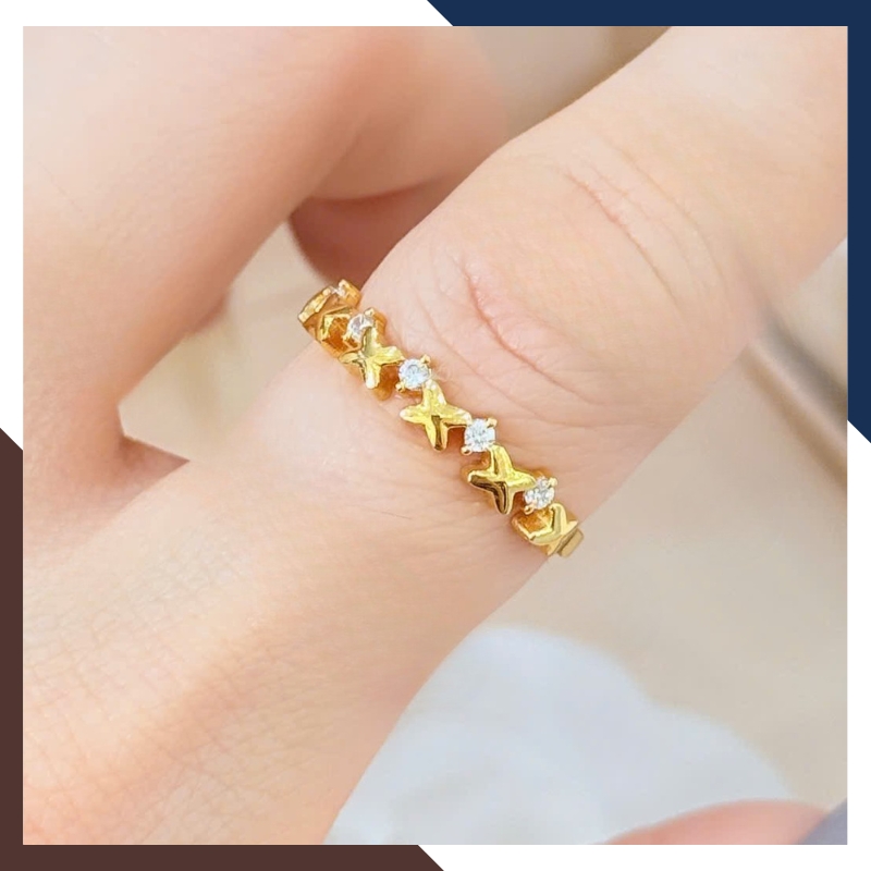 Nhẫn Vàng Tây Nữ 10K NVN352 – BST Nhẫn Bản Mỏng, Đeo Layering Đẹp