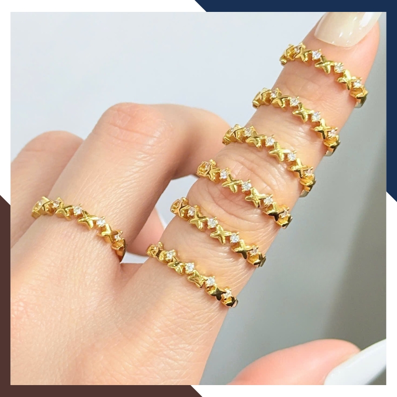 Nhẫn Vàng Tây Nữ 10K NVN352 – BST Nhẫn Bản Mỏng, Đeo Layering Đẹp