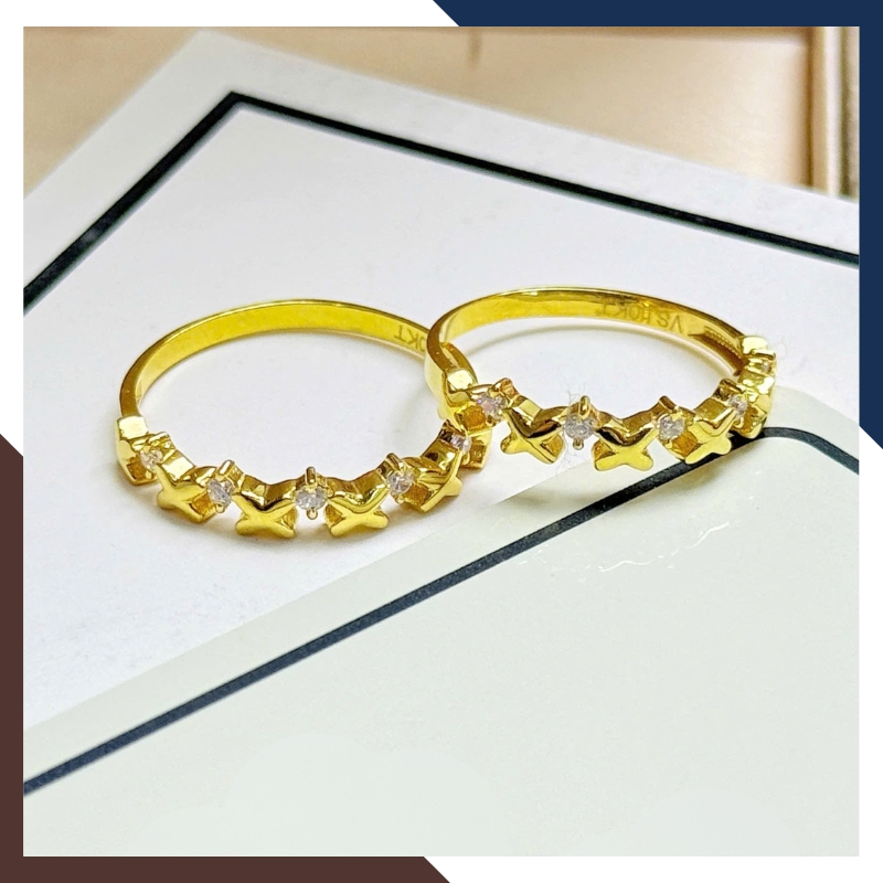 Nhẫn Vàng Tây Nữ 10K NVN352 – BST Nhẫn Bản Mỏng, Đeo Layering Đẹp