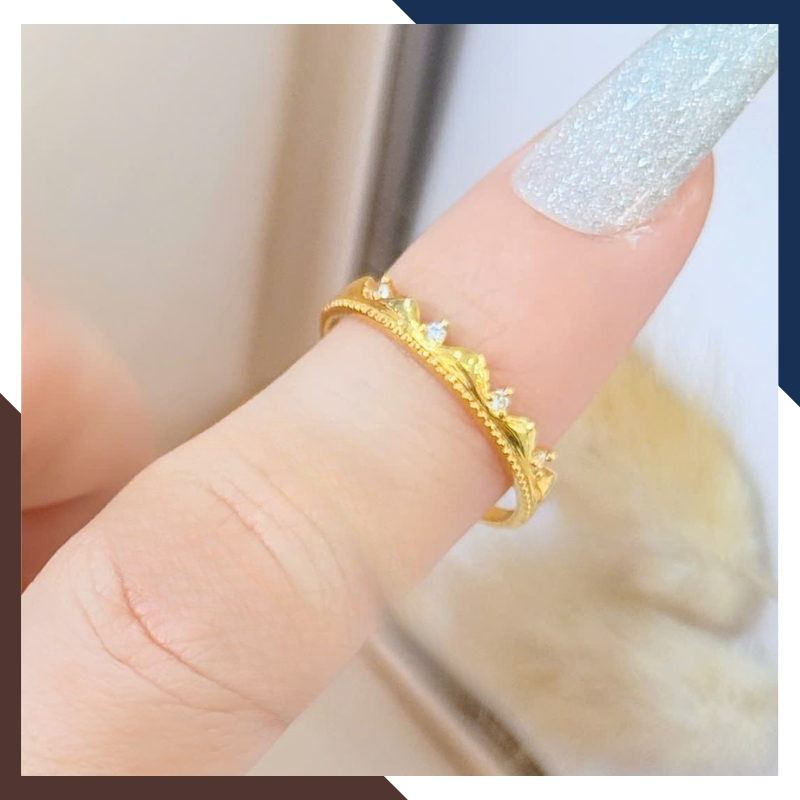 Nhẫn Vàng Tây Nữ 10K NVN352 – BST Nhẫn Bản Mỏng, Đeo Layering Đẹp