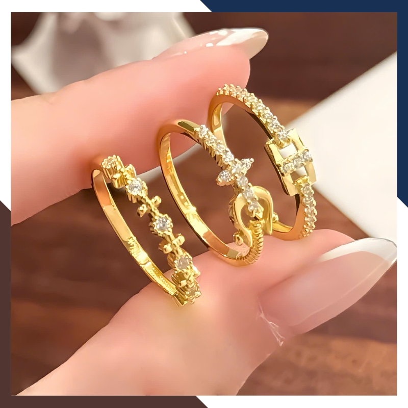 Nhẫn vàng tây nữ 10K NVN380 bản mỏng – nhiều mẫu đẹp, dễ phối layering