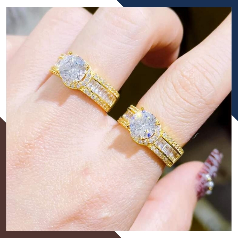 Nhẫn vàng tây nữ đính đá bản to, mẫu nhẫn vàng nữ đẹp 2022 trọng lượng 1 chỉ mã 2900TL10