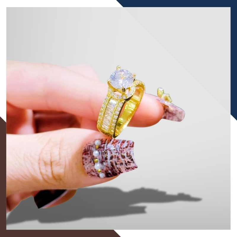 Nhẫn vàng tây nữ đính đá bản to, mẫu nhẫn vàng nữ đẹp 2022 trọng lượng 1 chỉ mã 2900TL10