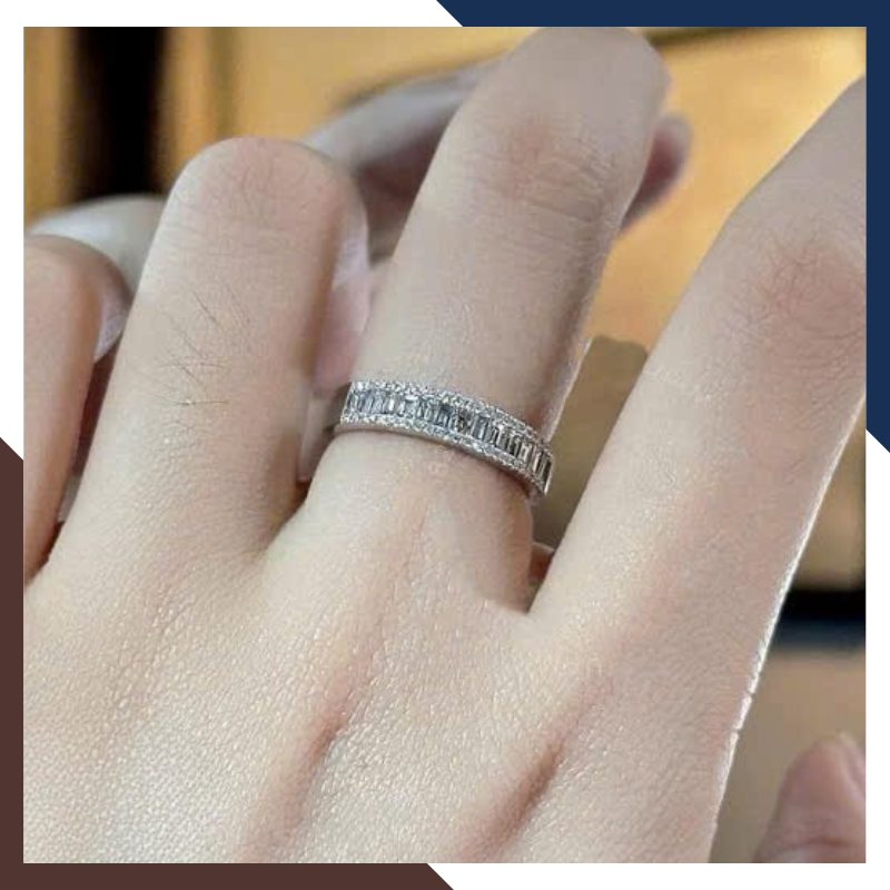 Nhẫn Vàng Trắng Nam Nữ 10k Đính Đá Gate NVN241 Sang Trọng