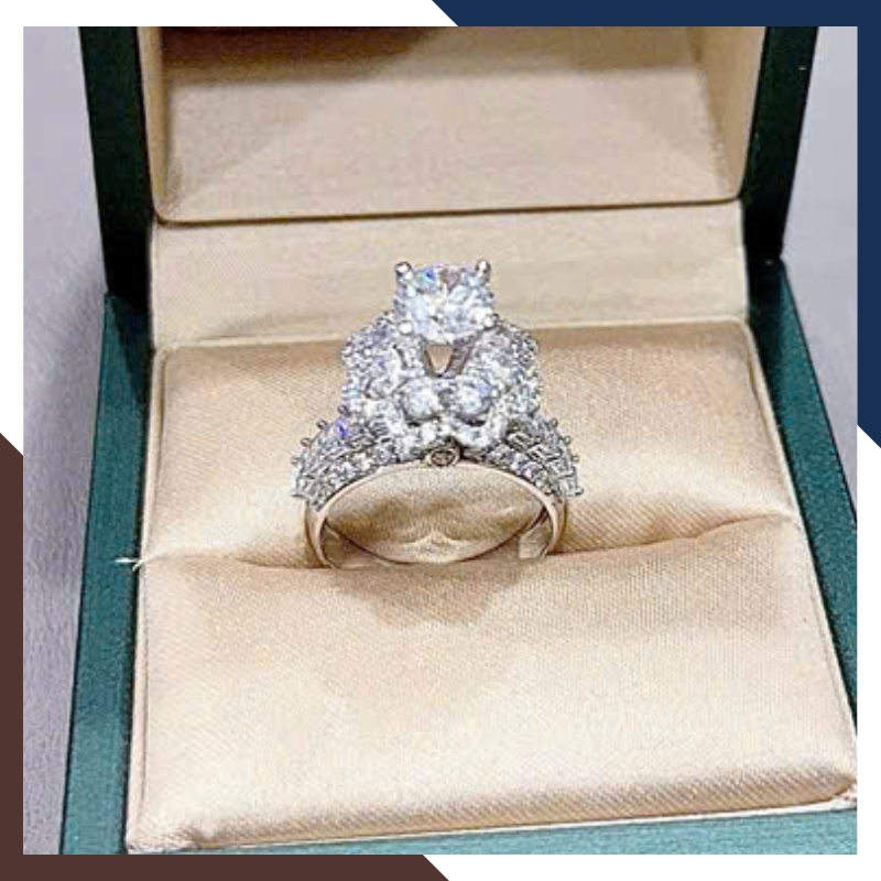 Nhẫn Vàng Trắng Nữ 10k Đính Ổ Đá Cao Sang Trọng NVN242