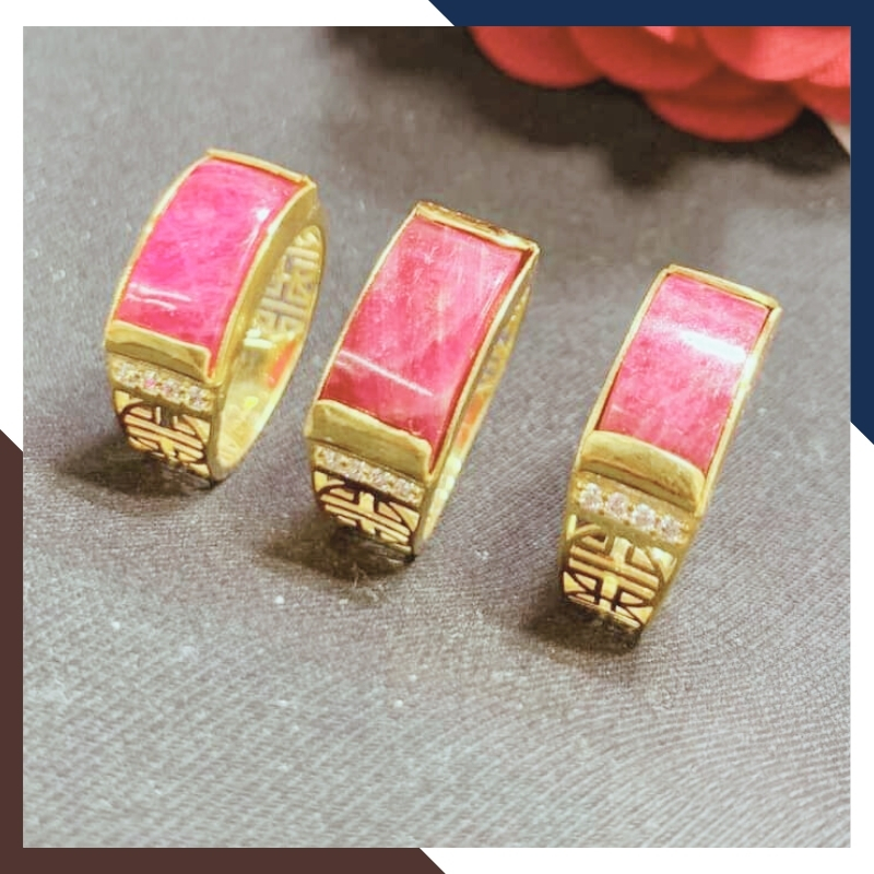 Nhẫn yên ngựa đá ruby cho nam nữ bằng vàng tây 10k mã D400TL95