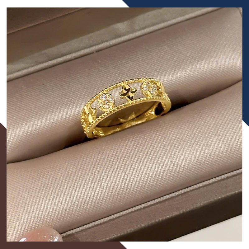 Nhẫn Kim Tiền Vàng 10K Nữ Dáng Gọn NVNU447 – 5 Thiết Kế Dễ Phối Trang Phục