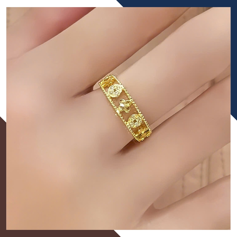 Nhẫn Kim Tiền Vàng 10K Nữ Dáng Gọn NVNU447 – 5 Thiết Kế Dễ Phối Trang Phục