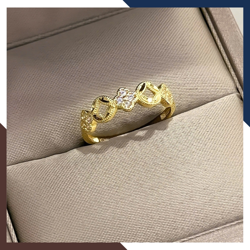 Nhẫn Kim Tiền Vàng 10K Nữ Dáng Gọn NVNU447 – 5 Thiết Kế Dễ Phối Trang Phục