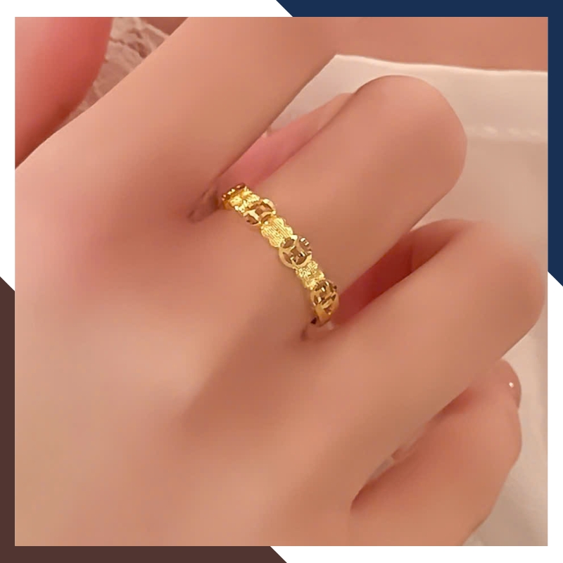 Nhẫn Kim Tiền Vàng 10K Nữ Dáng Gọn NVNU447 – 5 Thiết Kế Dễ Phối Trang Phục