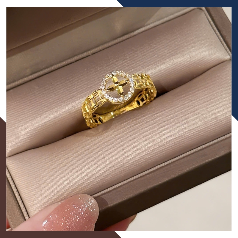 Nhẫn Kim Tiền Vàng 10K Nữ Dáng Gọn NVNU447 – 5 Thiết Kế Dễ Phối Trang Phục