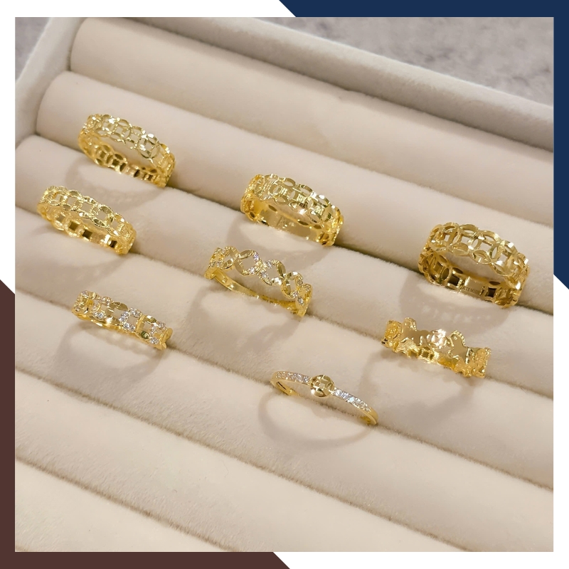 Nhẫn Kim Tiền Vàng 10K Nữ Dáng Gọn NVNU447 – 5 Thiết Kế Dễ Phối Trang Phục