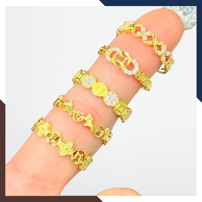 NVNU452 – Nhẫn Kim Tiền Vàng 10K Nữ Dáng Mảnh Cho Sinh Hoạt Thường Ngày