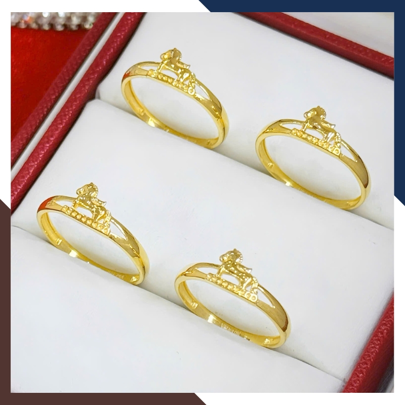NVNU455 – Nhẫn Ngựa Mini Đúc Nổi Mặt Ngang Liền Khối Vàng 10K