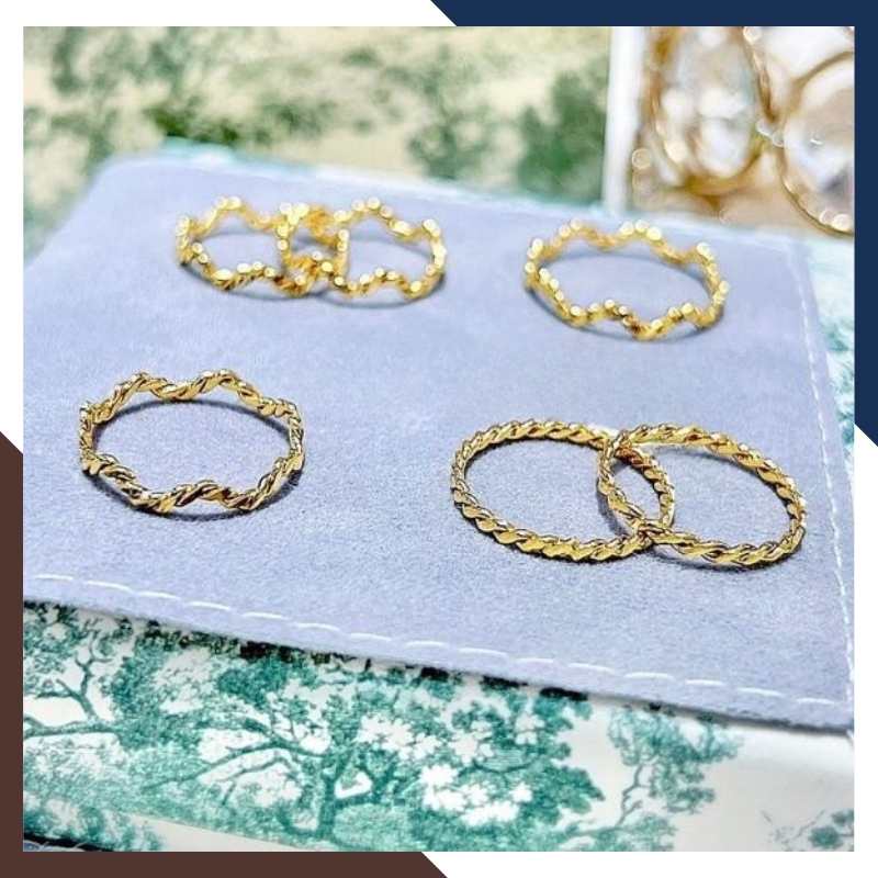 Set 3 Nhẫn Vàng Tây Nữ 10K Thiết Kế Xoắn Thanh Mảnh NVN323 – Layering Trẻ Trung, Hiện Đại