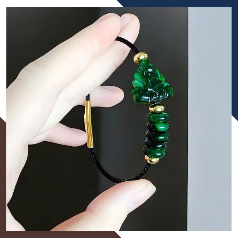 Set Dây Chuyền & Vòng Tay Hồ Ly Chúa Cẩm Thạch Sơn Thuỷ DCPT07 – Linh Vật Hút Lộc Gọi Duyên