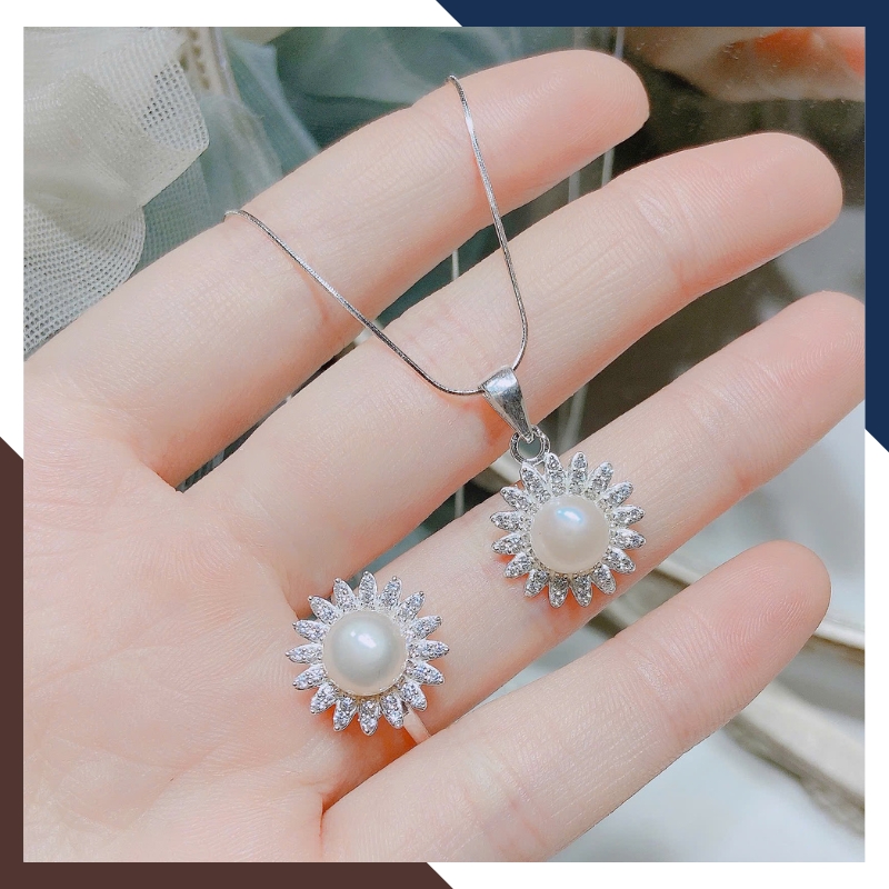 Set Ngọc Trai Bạc 925 Hình Hoa Hướng Dương BTSNT151