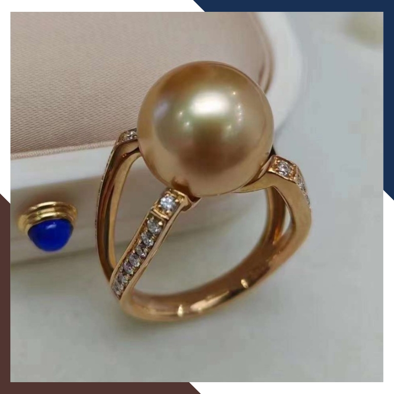 Set ngọc trai gồm nhẫn bông tai và mặt dây chuyền bằng vàng tây 10k cho nữ đẹp mã 81013T11