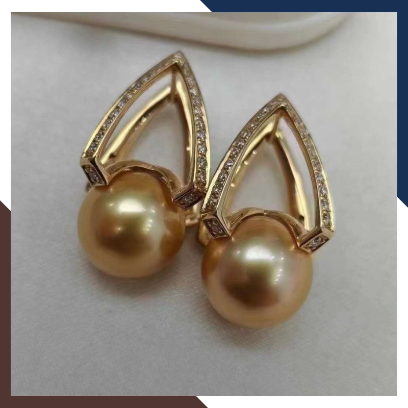 Set ngọc trai gồm nhẫn bông tai và mặt dây chuyền bằng vàng tây 10k cho nữ đẹp mã 81013T11