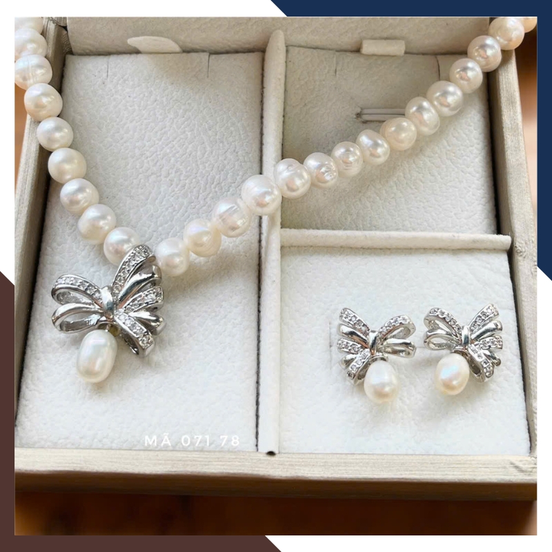 set ngọc trai thật hình nơ BTSNT97