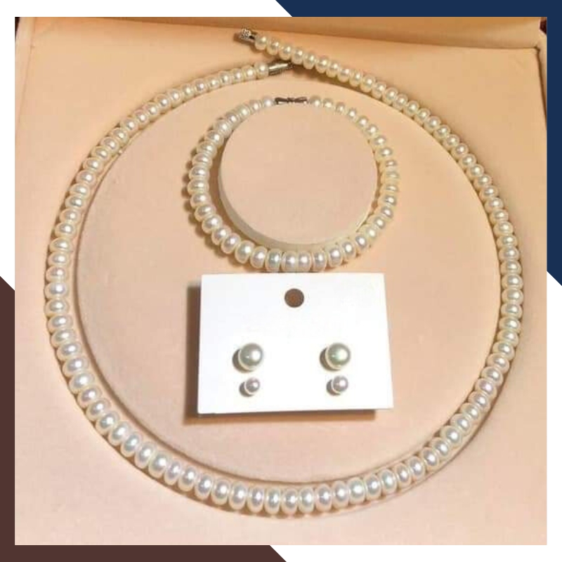 Bộ Ngọc Trai Trắng 8–9mm 3 Món Khóa Bạc Thanh Lịch – BTSNT18