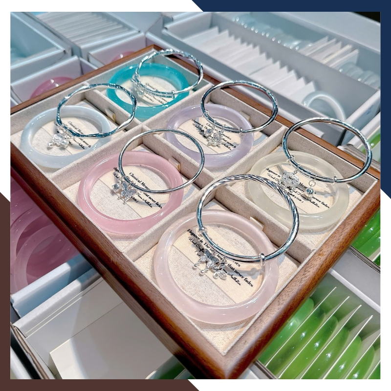 Set Vòng Charm Bạc Kết Hợp Vòng Đá Mắt Mèo LTBN105