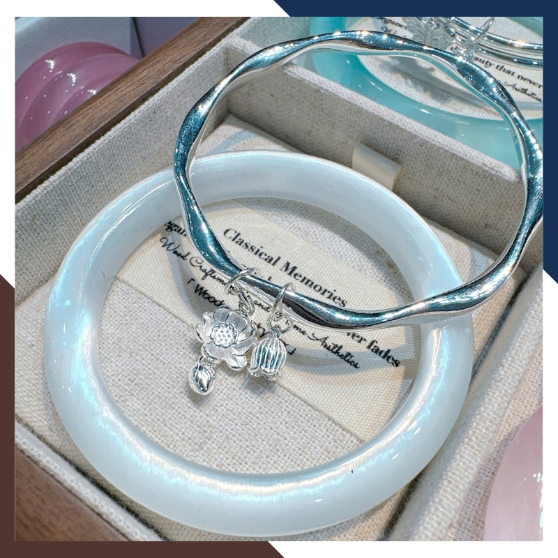 Set Vòng Charm Bạc Kết Hợp Vòng Đá Mắt Mèo LTBN105