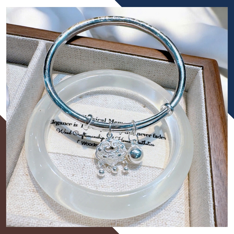 Set Vòng Charm Bạc Kết Hợp Vòng Đá Mắt Mèo LTBN105