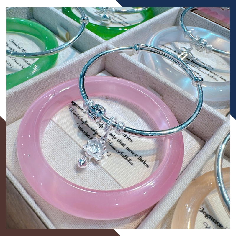 Set Vòng Charm Bạc Kết Hợp Vòng Đá Mắt Mèo LTBN105