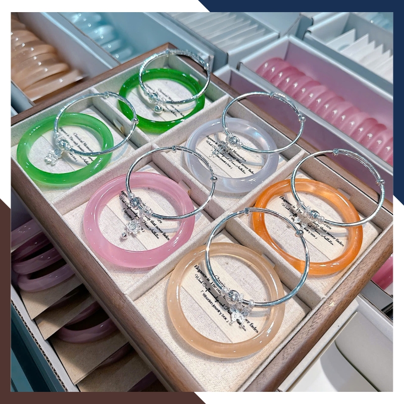 Set Vòng Charm Bạc Kết Hợp Vòng Đá Mắt Mèo LTBN105