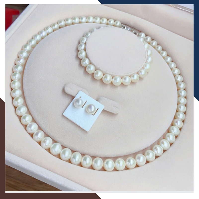 BTSNT246 – Bộ Trang Sức Ngọc Trai 3 Món Single-Strand 8–9mm