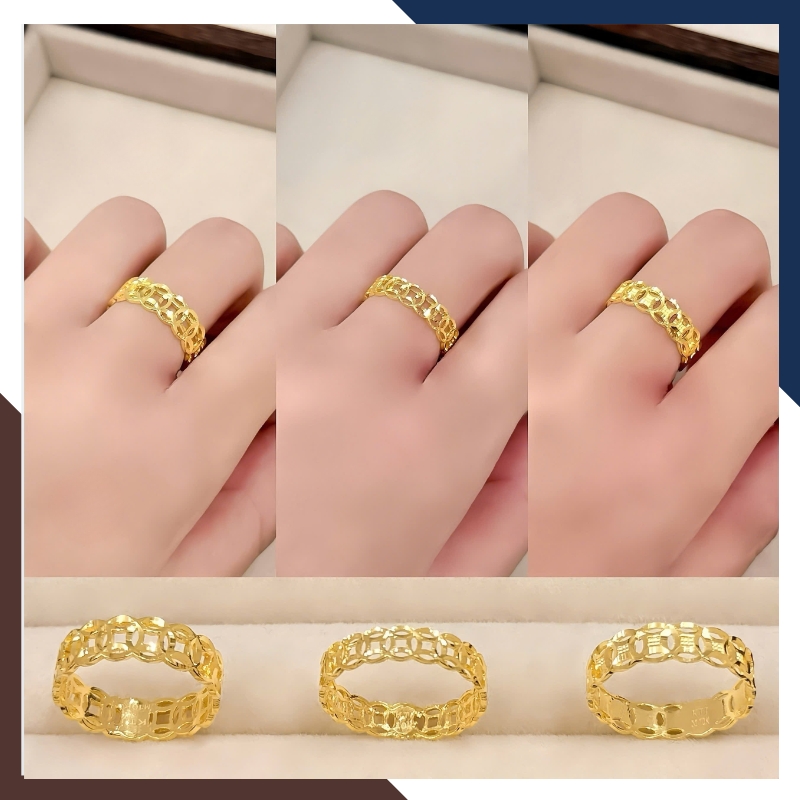 Nhẫn Kim Tiền Vàng Nữ NVNU439 – Vàng Tây 10K Dáng Trơn, 3 Phiên Bản Độ Dày