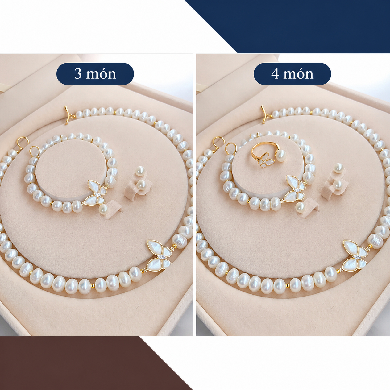 Bộ Trang Sức Ngọc Trai Trắng Tối Giản BTSNT267 – 3 Món