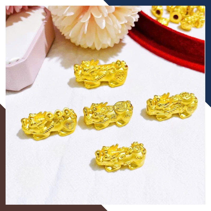 Tỳ Hưu Vàng 24k, Charm Tỳ Hưu Vàng 9999 Mã CHARMV125