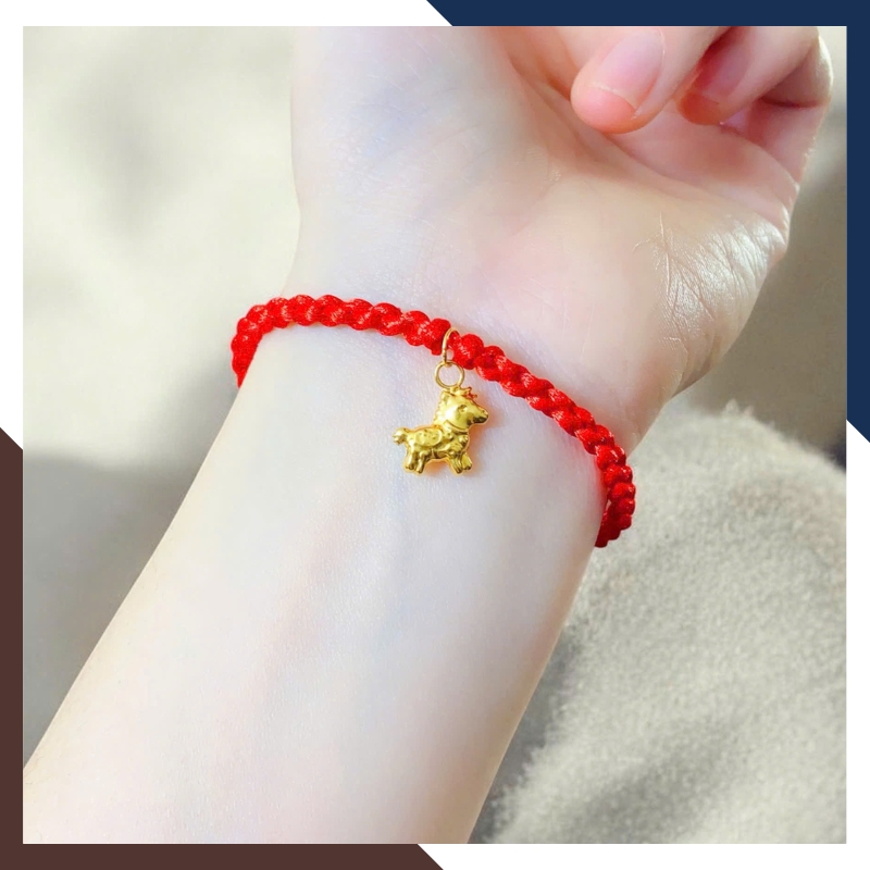 VCHV108 – Vòng Dây Điều Chỉnh Charm Ngựa Vàng 10K 8,5 Li Đúc Nguyên Khối