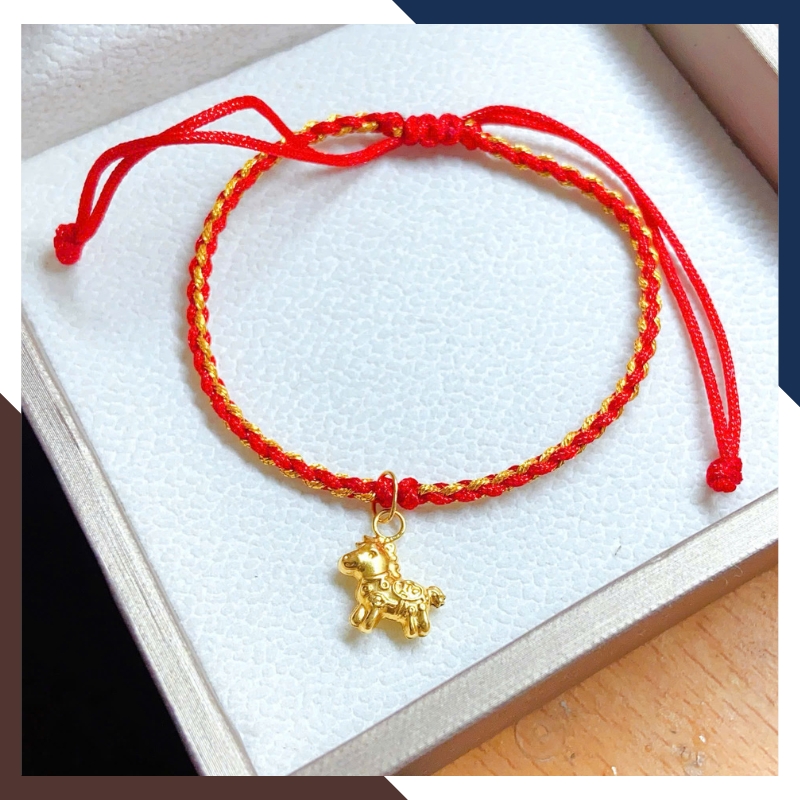 VCHV108 – Vòng Dây Điều Chỉnh Charm Ngựa Vàng 10K 8,5 Li Đúc Nguyên Khối