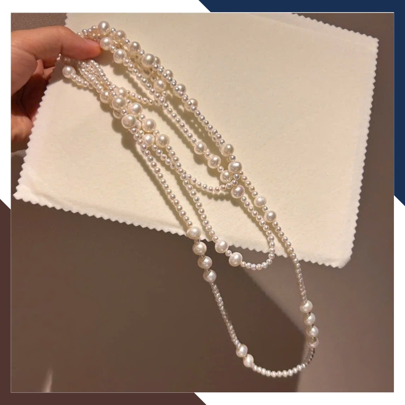 VCNT180 – Chuỗi Ngọc Trai Dài 160cm Mix Hạt, Đeo Layer & Quấn Tự Do (3–4mm & 7–8mm)