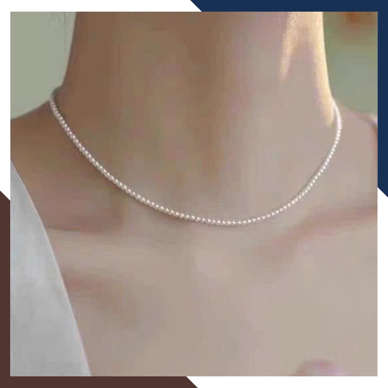 VCNT182 – Chuỗi Ngọc Trai Nhỏ Dáng Choker 38cm, Phù Hợp Cổ Áo Tròn & Layer Gọn