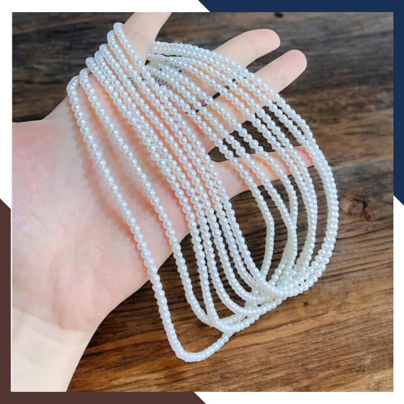 VCNT182 – Chuỗi Ngọc Trai Nhỏ Dáng Choker 38cm, Phù Hợp Cổ Áo Tròn & Layer Gọn