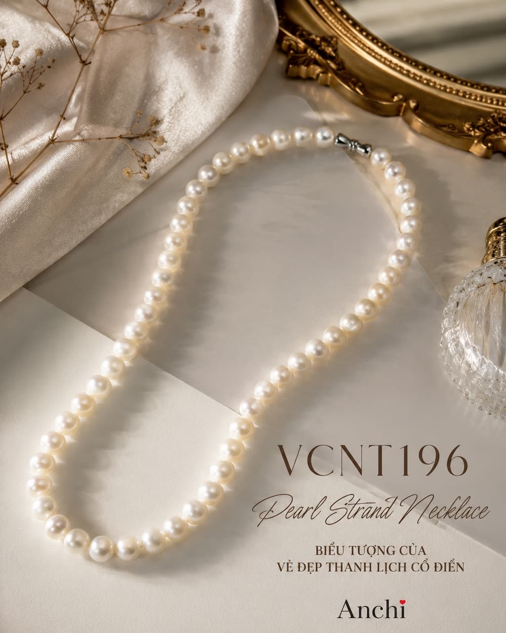 Vòng Cổ Ngọc Trai VCNT196 – Chuỗi Ngọc Trai Trơn 8–9mm Thanh Lịch, Sang Trọng Và Bền Đẹp Theo Thời Gian