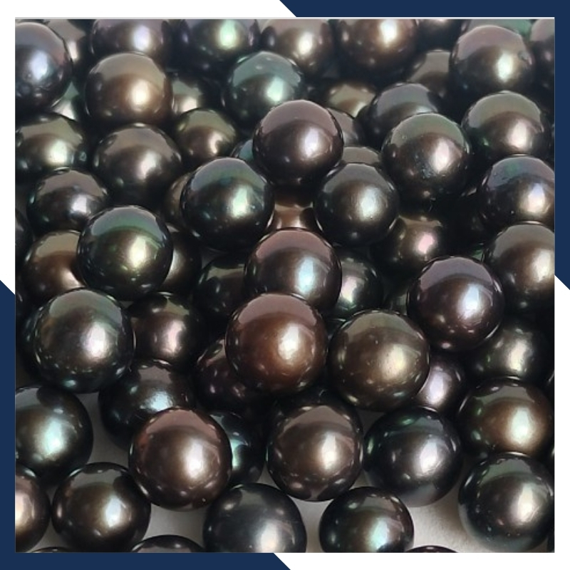 Viên ngọc trai đen 7.5mm - 8mm, hạt ngọc trai thật nuôi nước ngọt tự nhiên tròn xoe, không tỳ vết