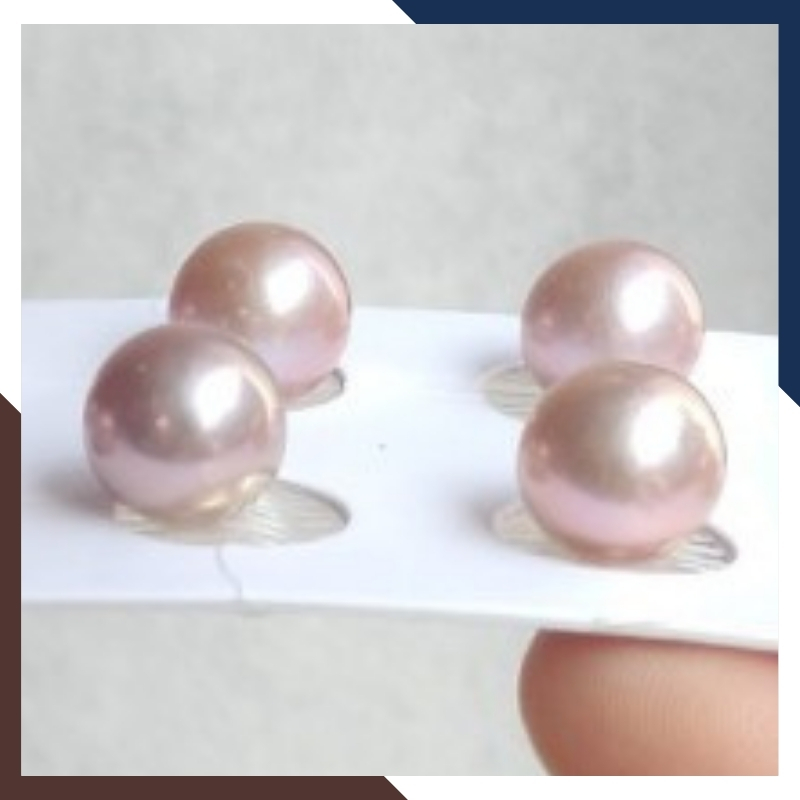 Viên ngọc trai edison nuôi nước ngọt màu tím 10mm - 11mm chưa khoan lỗ, độ bóng 5A không vết sinh trưởng.