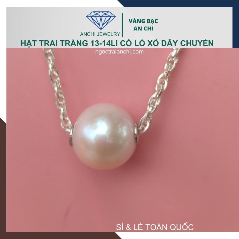 Viên ngọc trai nước ngọt tự nhiên 13mm - 14mm tròn xoe màu trắng. Sỉ lẻ toàn quốc