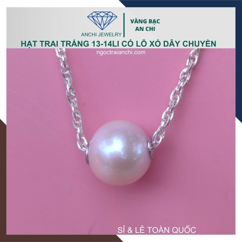 Viên ngọc trai nước ngọt tự nhiên 13mm - 14mm tròn xoe màu trắng. Sỉ lẻ toàn quốc